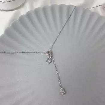 Niche Design Tassel Diamond инкрустированное ожерелье Hoist для женщин Ключичная цепочка для женщин Холодный стиль кулон тренд