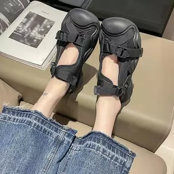 Нишевый дизайн уродливые милые папины туфли женские летние сетчатые дышащие толстые подошвы повседневные спортивные полые римские сандалии 36