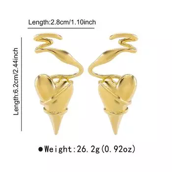 Niche Design Unique Geometric Line Winding Love Earrings Thorns Heart-shaped High-end Temperament Stud Earrings