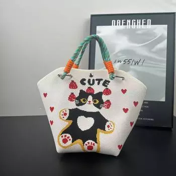 Niche Design Vegetable Basket Handbag High-end Knitted Bag Casual Versatile Large-capacity Woven Bag