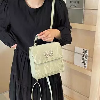 Niche design versatile handbag 2024 spring and summer new Korean version butterfly gentle texture backpack commuter oblique span bag чёрный