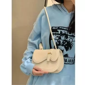 Niche Design Весенне-осенний стиль Свежий и простой Маленькая симпатичная однотонная сумка-седло через плечо
