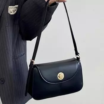 Женская сумка Niche Design, весна-лето, сумка через плечо в стиле ретро с застежкой-молнией на одно плечо чёрный