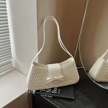 Niche design woven bow underarm bag new women s popular fashion temperament shoulder bag