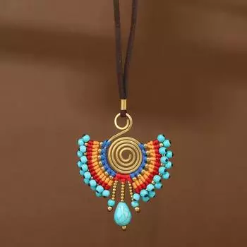 Niche design woven necklace retro bohemian vacation style long sweater chain accessories women