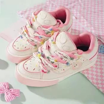 Niche dopamine donut bread shoes retro splicing platform non-slip bread shoes versatile Guochao skateboard shoes women 35