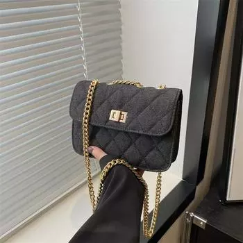 Niche fashion bag 2024 summer new Xiaoxiangfeng simple fashion shoulder bag simple casual messenger bag women чёрный