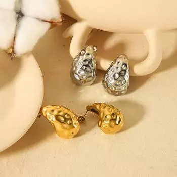 Niche fashion design jewelry 18K gold stainless steel water drop casting earrings personalized high-end earrings