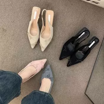 Niche French naked apricot высокие каблуки босоножки с мешковиной на голове сказочные туфли 2025 весна-лето вечерние остроносые туфли-шпильки 35 абрикосовый