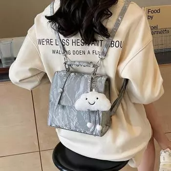 Niche French women s bag 2024 new summer backpack casual hand carry large capacity versatile foreign style fashion backpack Without pendant чёрный