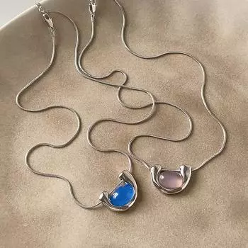 Нишевая геометрическая U-образная металлическая подвеска с опалом, ожерелье, женская простая индивидуальность, модная универсальная цепочка на шею, цепочка на ключицу