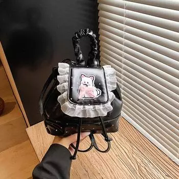 Niche high-end backpack bag women s summer new trendy fashion college style cute small bag backpack чёрный