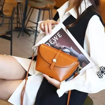 Niche High-end Натуральная кожаная женская сумка Ретро сумка Shell Head Layer Коровья кожаная сумка через плечо из растительной дубленой кожи