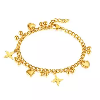 Niche High-End Нержавеющая сталь Love Foot Jewelry Темперамент Универсальный браслет-бабочка из титановой стали для женщин