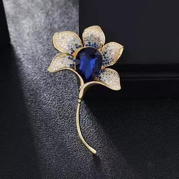 Niche high-end sense crystal magnolia brooch high-end temperament elegant brooch suit coat pin trendy accessories