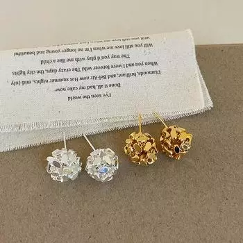 Niche High-End Sense Металлические блестки Сферические плетеные серьги-гвоздики Женские индивидуальные легкие роскошные модные универсальные шейные цепочки для свитеров