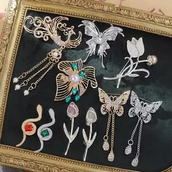 Niche High-End сплав горный хрусталь брошь пальто корсаж жемчужная булавка модная одежда аксессуары