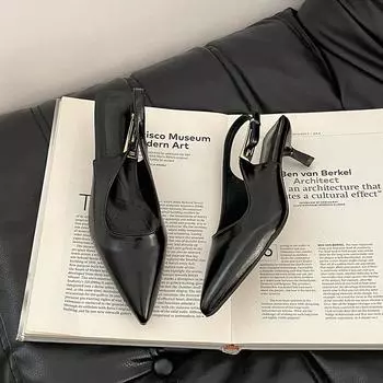 Niche high-end thin-heeled bag head sandals women s spring and skirt temperament high-heeled single shoes 35