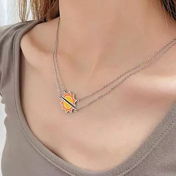 Niche High-End Titanium Steel Puzzle Sunflower Fashion Нержавеющая сталь Двухслойное ожерелье для женщин