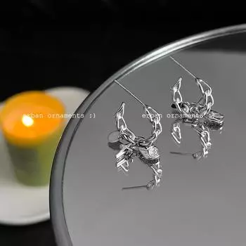 Niche ins chain ring cross pendant earrings women s exquisite high-end temperament 925 silver needle fashion design jewelry