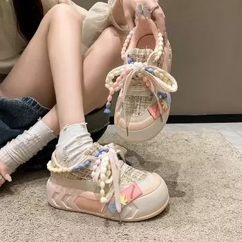 Niche ins универсальные парусиновые туфли на платформе женские летние 2025 новые простые мягкие подошвы ретро взрывные повседневные туфли для сноуборда 35 жёлтый