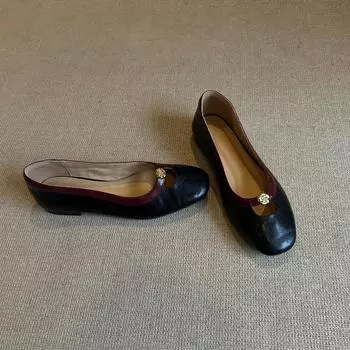 Niche камелия одиночные туфли на плоской подошве женские ретро неглубокие горлышки круглые маленькие ароматные туфли Мэри Джейн 35