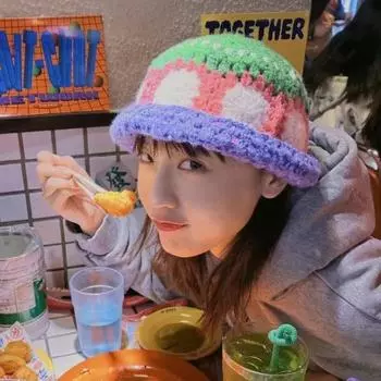 Niche Контрастные цветные вязаные вручную хлопковые нитки для сада, женские весенние и летние дорожные универсальные милые шляпы-ведра 56-58cm