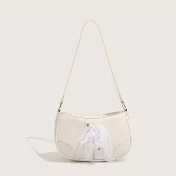 Niche Lace Bow Handbag Bag Simple and High-quality Texture Underarm Bag Sports Style and Fashionable Small Bag