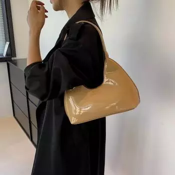 Niche лакированная кожаная сумка через плечо женская сумка через плечо с полумесяцем женская сумка через плечо женская сумка с текстурой модная сумка подмышкой