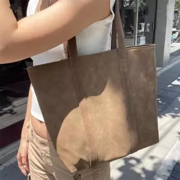 Нишевая сумка-тоут большой вместимости, коричневая присоска, сумка под мышкой, наплечная сумка, женская ретро-компьютерная большая сумка.