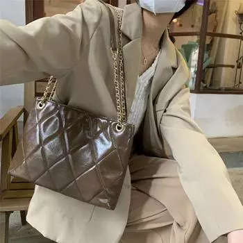 Сумка-тоут Niche большой емкости Chic Chain на одно плечо подмышкой дорожная женская сумка для шопинга дорожные сумки через плечо (20cm<Max Length<30cm)