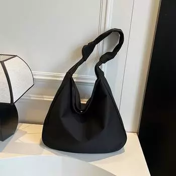 Niche lazy wind bag simple and versatile student class large capacity shoulder messenger bag commuter tote bag чёрный