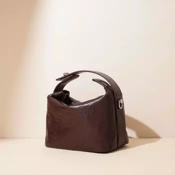 Niche Leather Hand-held Bag Opening Red Envelope Lunch Box Bag, Crossbody Small Bag, Women s Retro Bag, Women s Bag