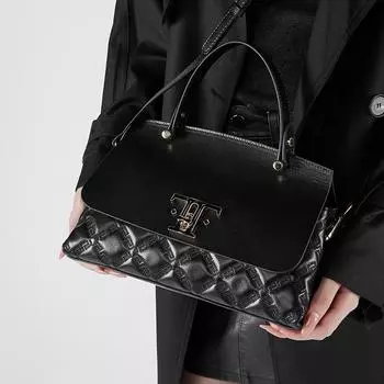 Niche Leather Premium Simple Commuter Tote Bag Женская сумка Атмосферная модная сумка-тоут 28*10*19 чёрный