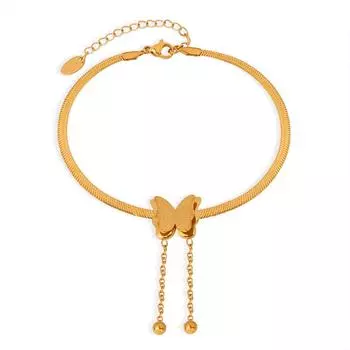 Niche Light Luxury Beach Foot Decoration Simple Titanium Steel Butterfly Ankleband Plated 18K Gold Womens Foot Chain