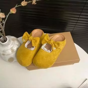 Niche Mary Jane shoes women s spring and summer new bow flat lazy shallow mouth single shoes French small leather shoes tide 35 красный