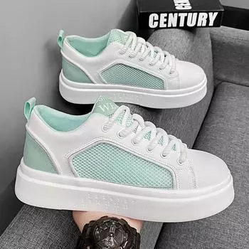 Niche men s shoes summer breathable mesh low-top sports board shoes middle school students Korean version versatile casual little white shoes thick 39