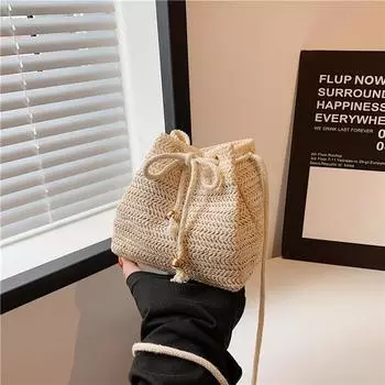 Niche messenger bag trend fashion simple bucket bag women 2024 summer new casual shoulder bag women чёрный