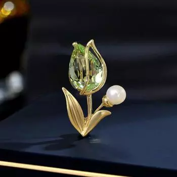 Niche multi-purpose clothing cardigan V-neck anti-light suit neckline decoration flower tulip brooch