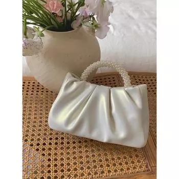 Niche Новая женская сумка Temperament Pearl Wrist Fold Cloud Handbag One Shoulder Crossbody Mini Bag Trend