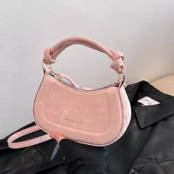 Niche однотонная женская сумка 2024 года, летняя новая модная сумка в виде полумесяца, сумка-мессенджер в иностранном стиле для поездок на работу и обратно белый