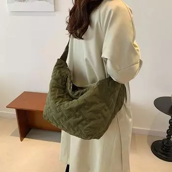 Нишевая сумка-мессенджер на одно плечо, пуховая сумка, сумка-пельмень ромбовидной формы большой вместимости, легкая водонепроницаемая сумка из мягкой ткани белый