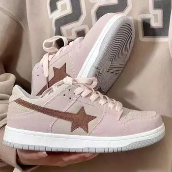 Niche original 2024 new star retro board shoes женская обувь ins модная обувь на толстой подошве с низким верхом универсальная повседневная студенческая обувь 35 розовый