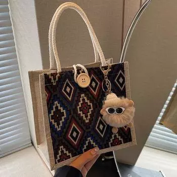 Niche осень и зима новая сумка в этническом стиле для поездок на работу и обратно женская сумка для отдыха льняная сумка для ланч-бокса