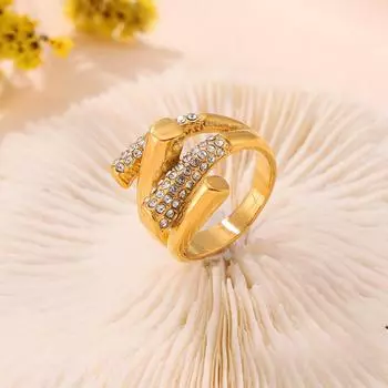 Niche Personality Неправильная геометрическая ступенчатая бриллиантовая инкрустация кольцо женское легкое роскошное титановое стальное ювелирное изделие No. 6