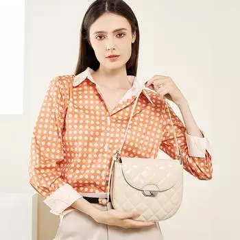 Niche Pig Nose Half Round Saddle Bag Senior Sense Diamond Check Armpit Leather Single Shoulder Crossbody Bag Woman чёрный