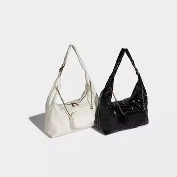 Niche pleated armpit women 2024 summer new casual commuter mother and child high sense shoulder handbag чёрный