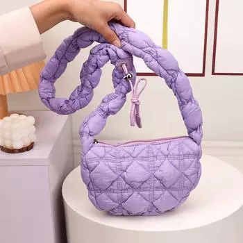 Niche плиссированная сумка-облако универсальная сумка подмышкой ромбовидная хлопковая сумка для одежды одно плечо косой пролет повседневная женская сумка чёрный