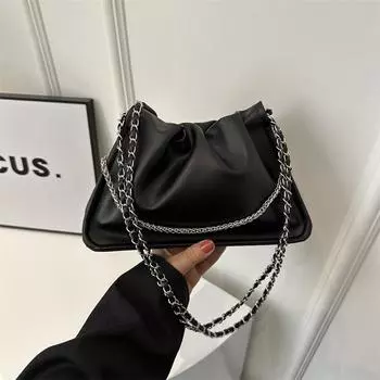 Niche плиссированная сумка подмышкой женская весна 2024 новая модная корейская ретро сумка-ведро универсальная цепочка, сумка через плечо белый