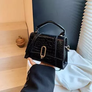 Niche портативная маленькая квадратная сумка 2024 модная повседневная женская сумка осень новая сумка-мессенджер тренд красивая сумка через плечо прилив чёрный